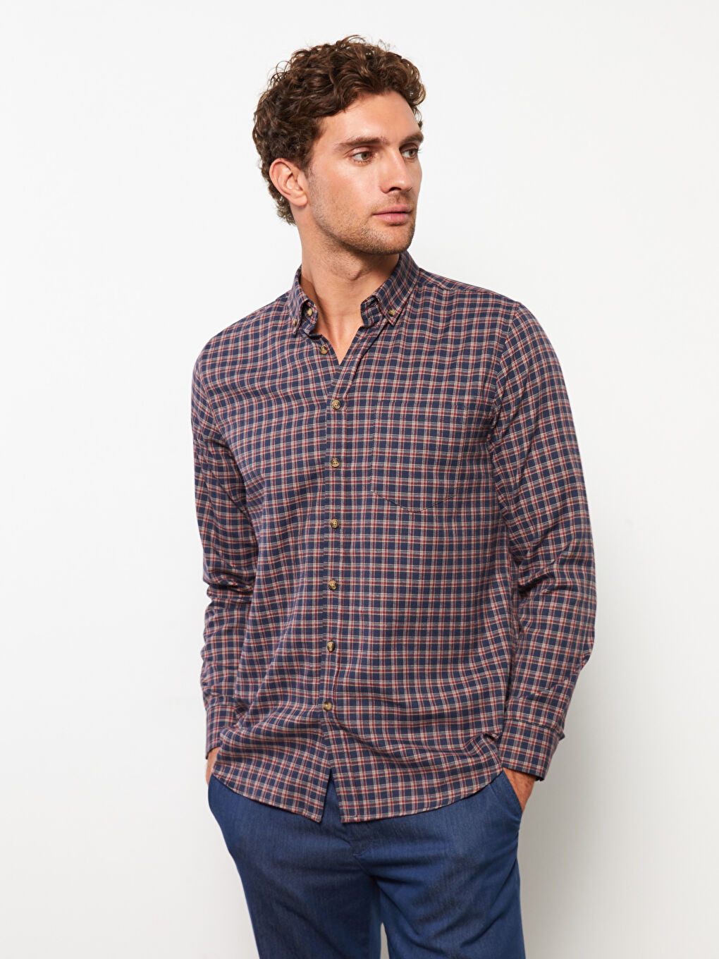 Ерлерге арналған ұзын жеңді торлы стандартты пішімді жейде-1