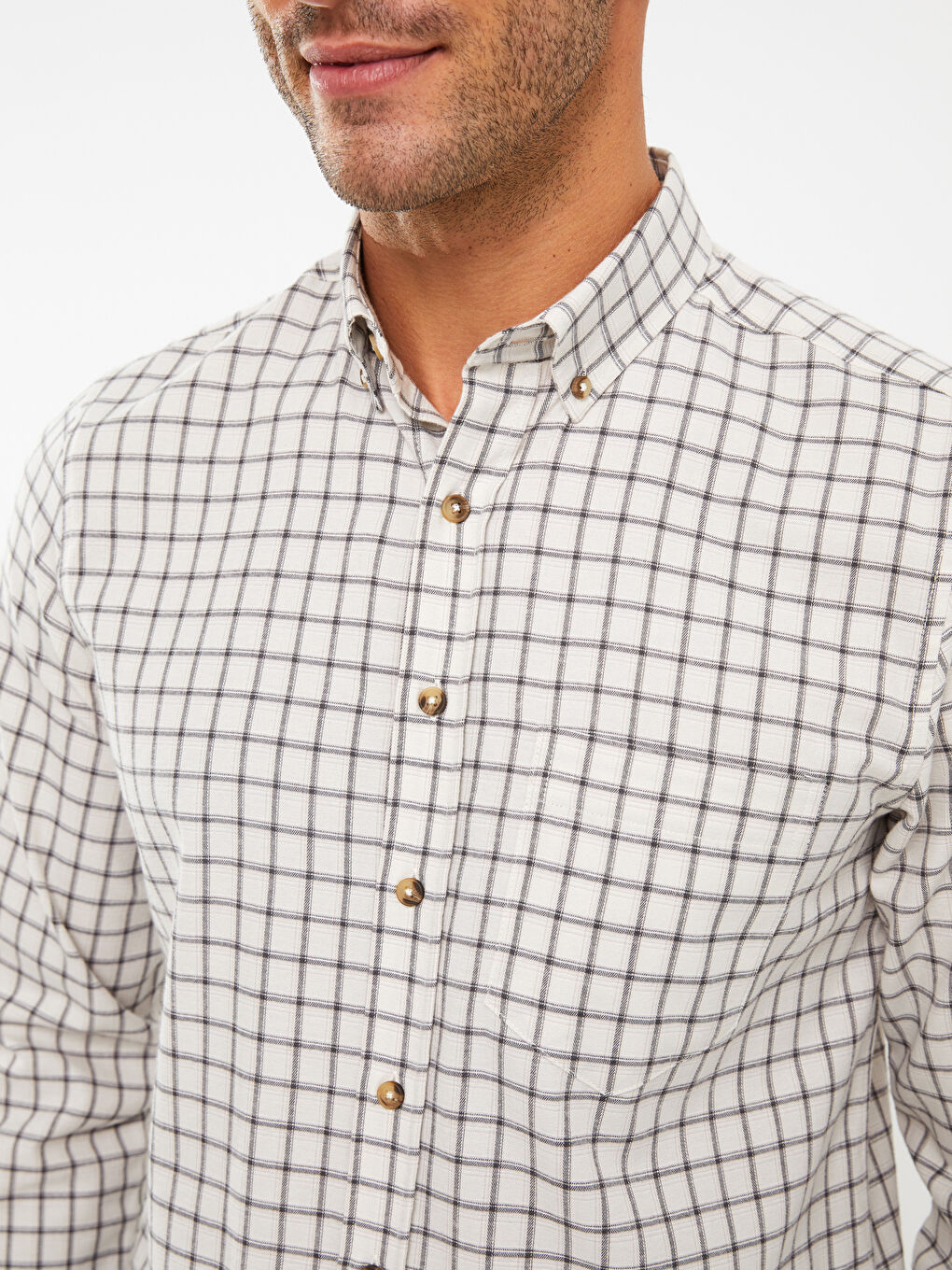 Regular Fit Long Sleeve Plaid Men's Shirt-3