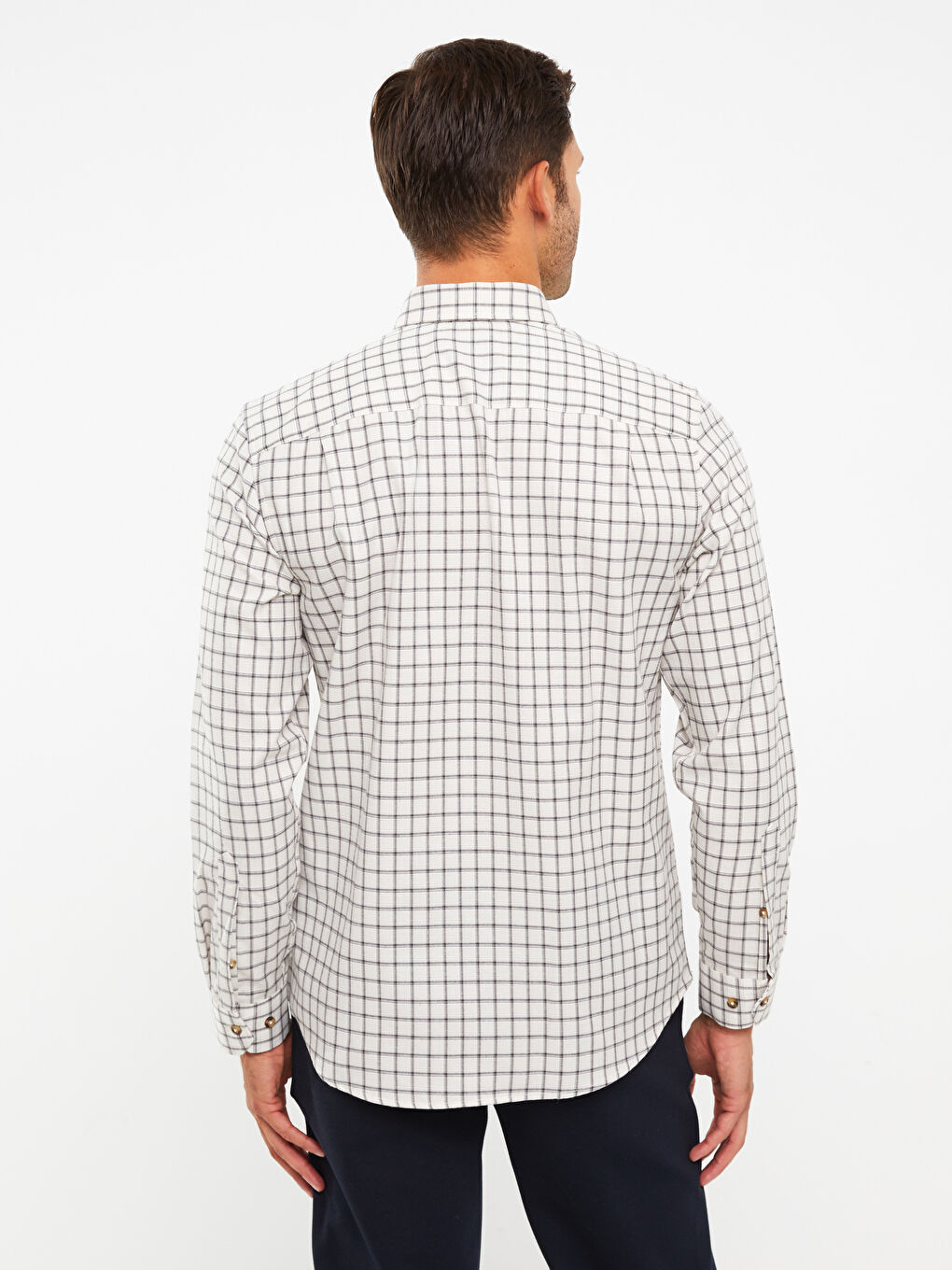 Regular Fit Long Sleeve Plaid Men's Shirt-4