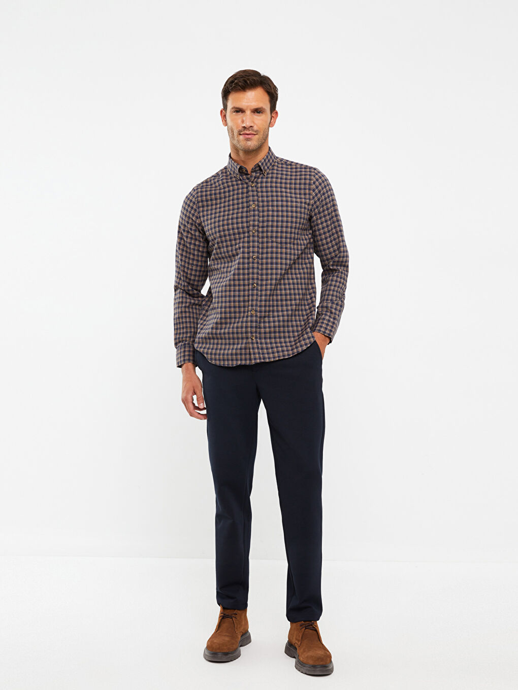 LCWAIKIKI Classic Regular Fit Long Sleeve Plaid Men's Shirt -W2CA32Z8-LMU