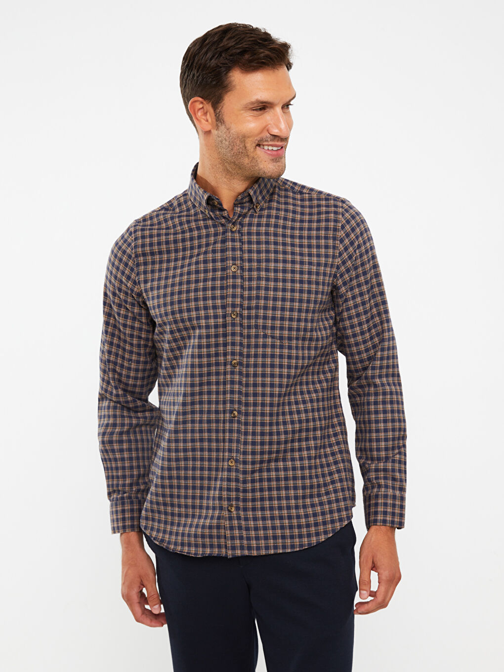 LCWAIKIKI Classic Regular Fit Long Sleeve Plaid Men's Shirt -W2CA32Z8-LMU