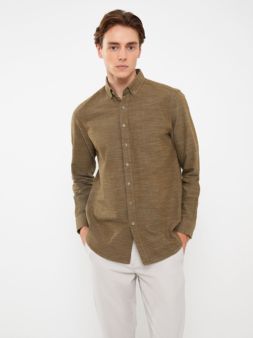 LCWAIKIKI Classic Regular Fit Uzun Kollu Armürlü Erkek Gömlek -W2CA37Z8-SM3