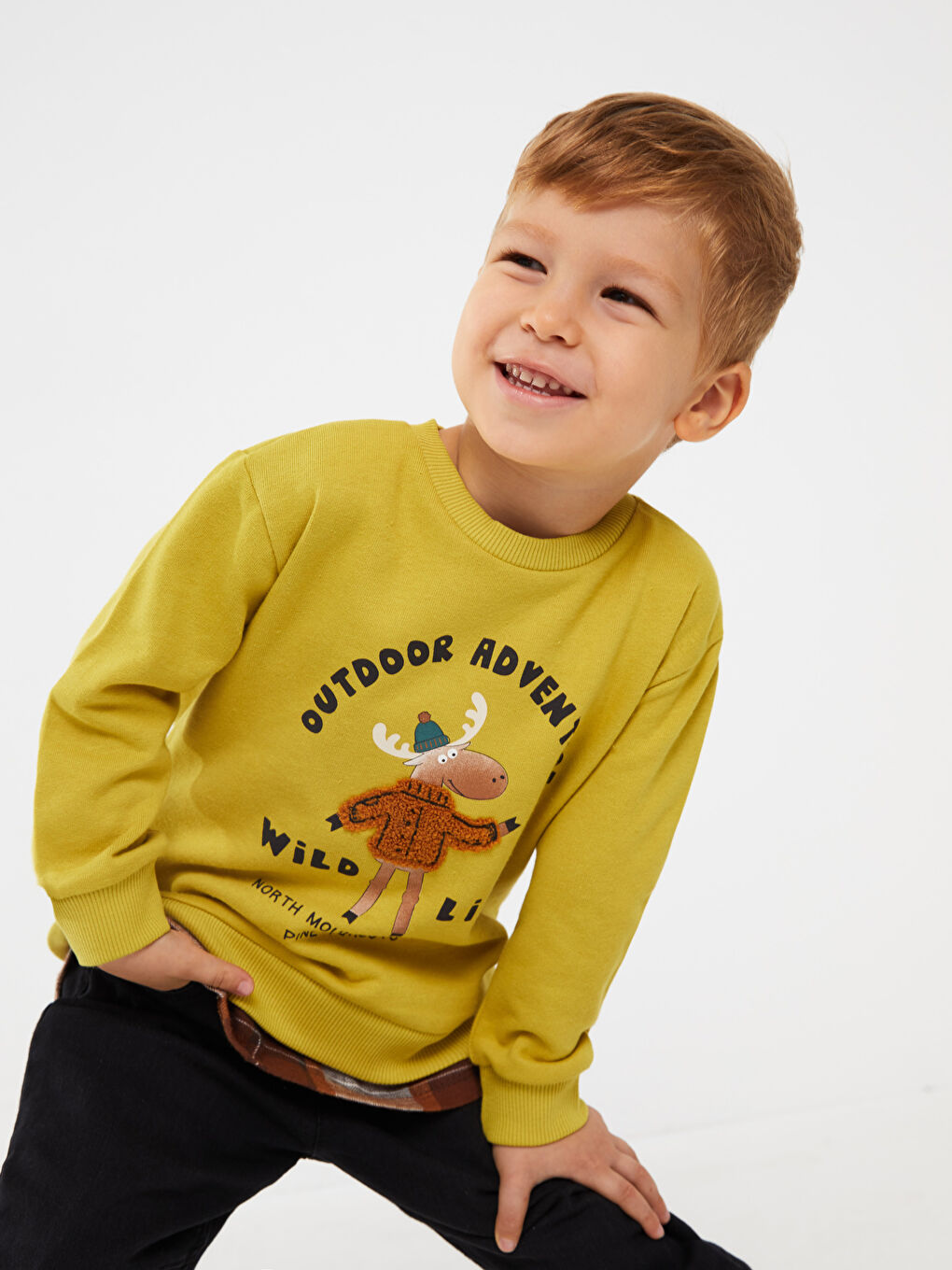 Crew Neck Long Sleeve Printed Baby Boys' Sweatshirt