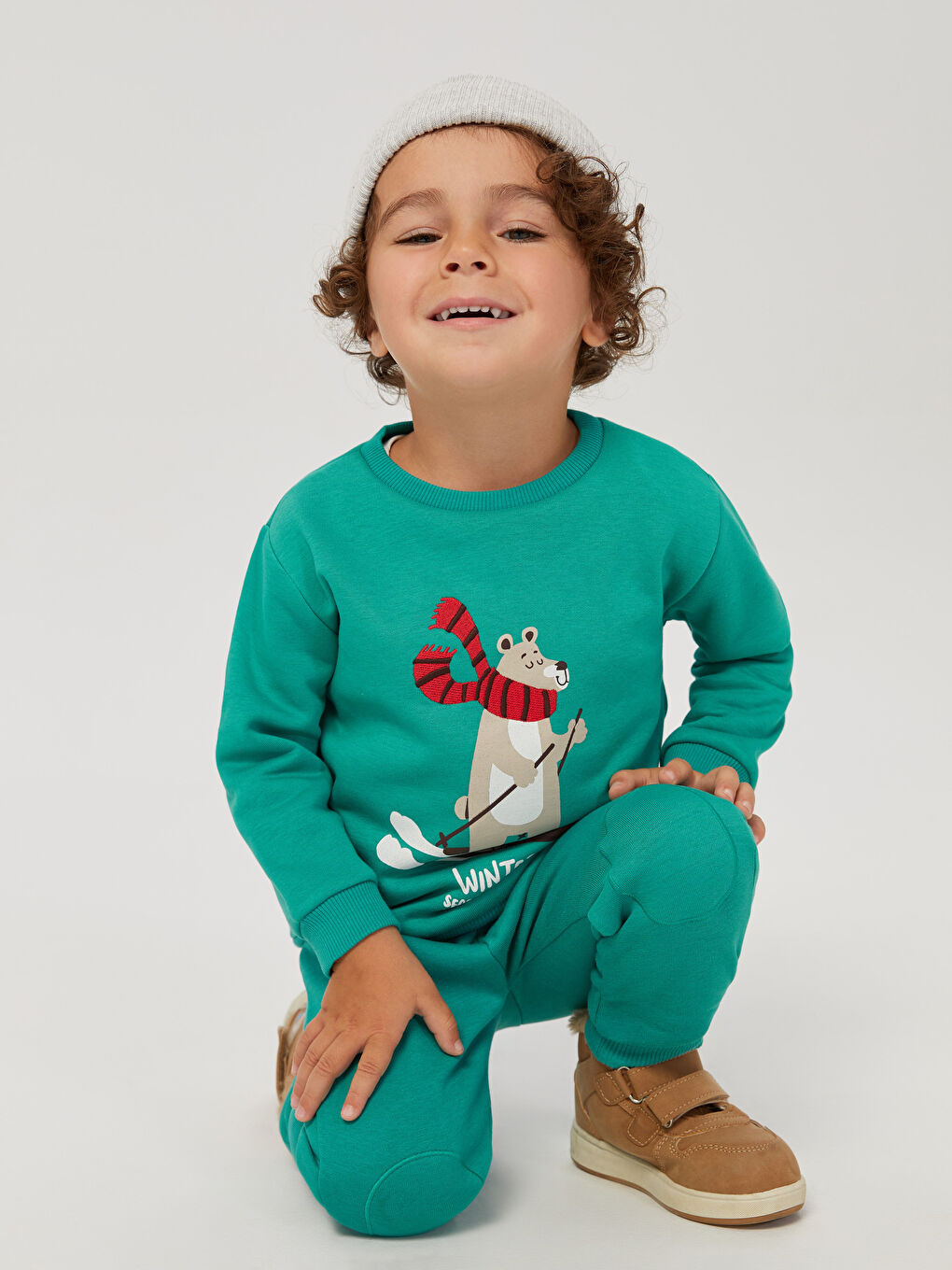 Crew Neck Long Sleeve Printed Baby Boys' Sweatshirt and Sweatpants 2 Pack Set-1