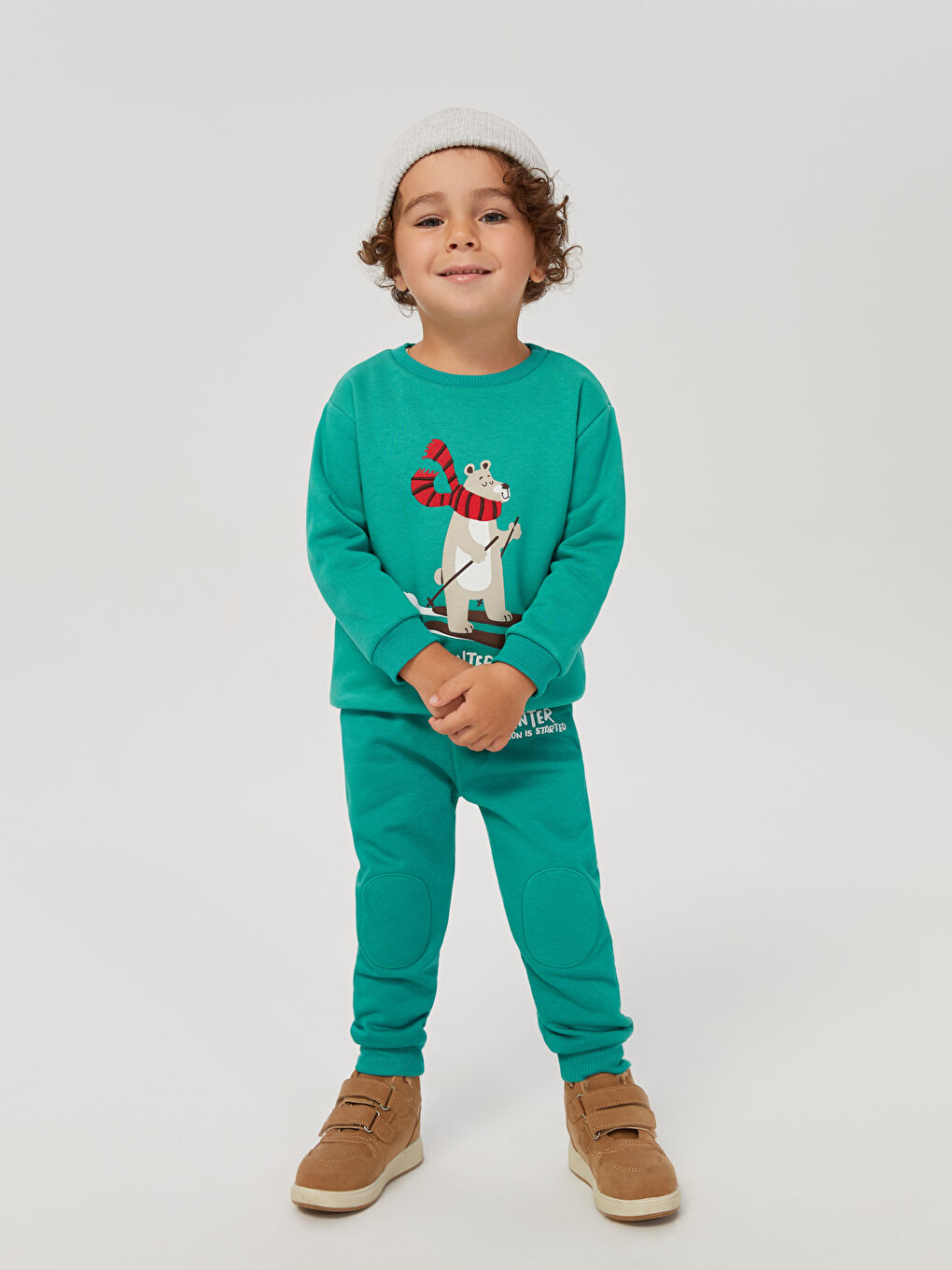 Crew Neck Long Sleeve Printed Baby Boys' Sweatshirt and Sweatpants 2 Pack Set-2