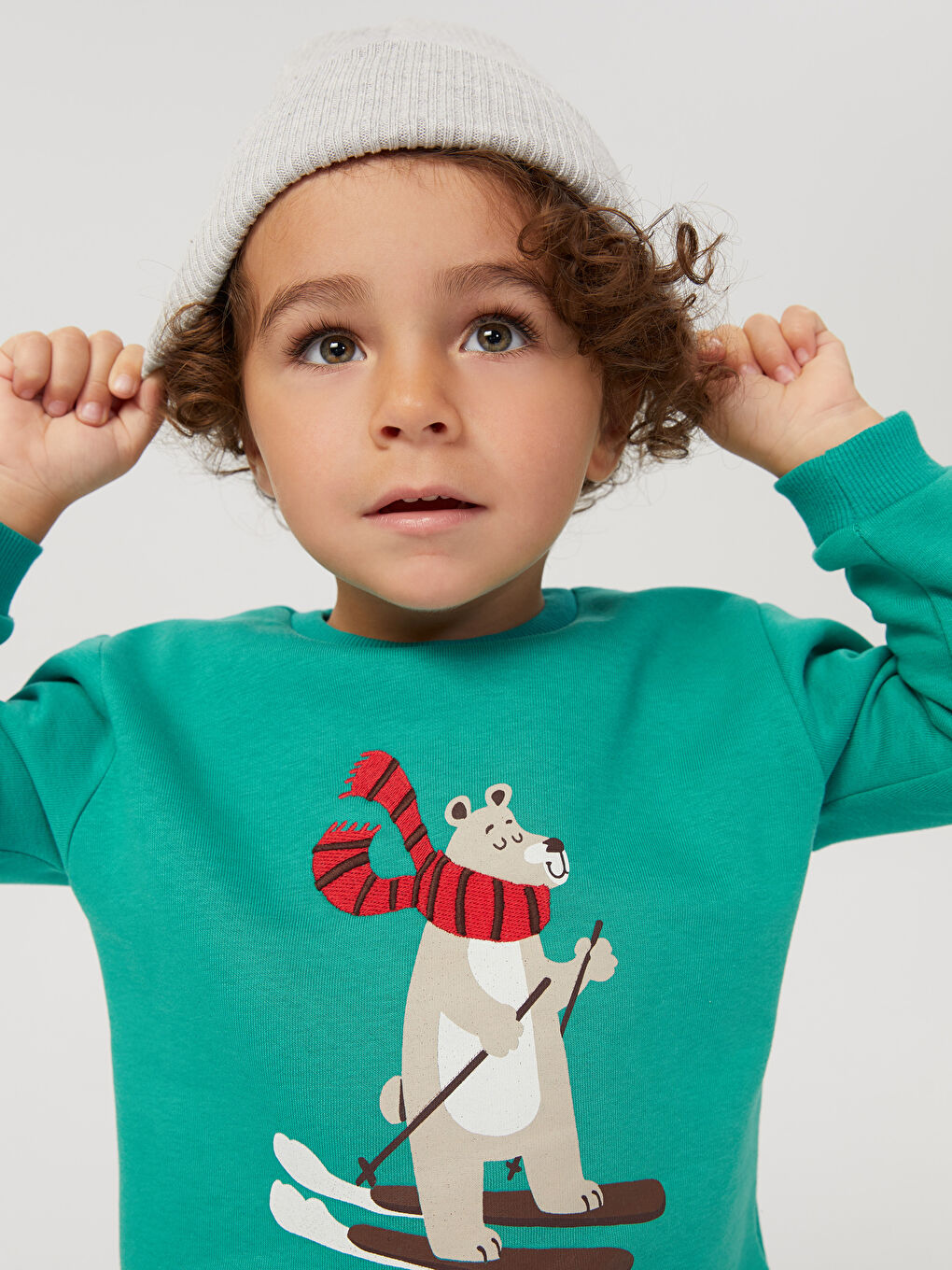 Crew Neck Long Sleeve Printed Baby Boys' Sweatshirt and Sweatpants 2 Pack Set-3
