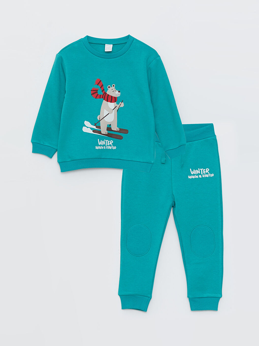 Crew Neck Long Sleeve Printed Baby Boys' Sweatshirt and Sweatpants 2 Pack Set-4