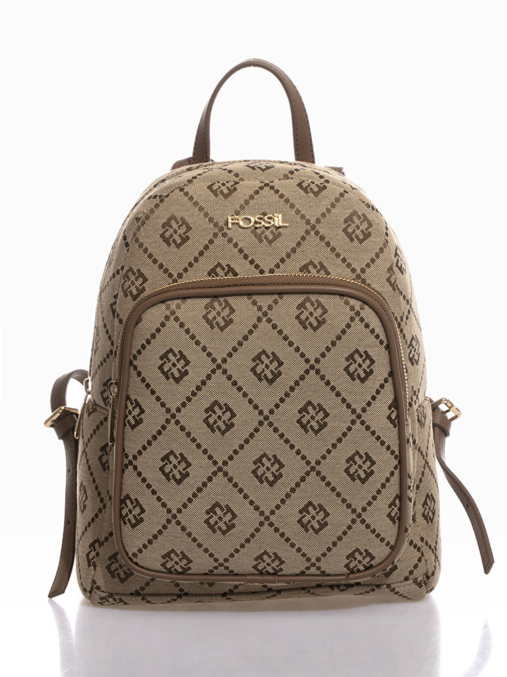 Kahverengi Fossil Desenli Kadın Sırt Çantası-3