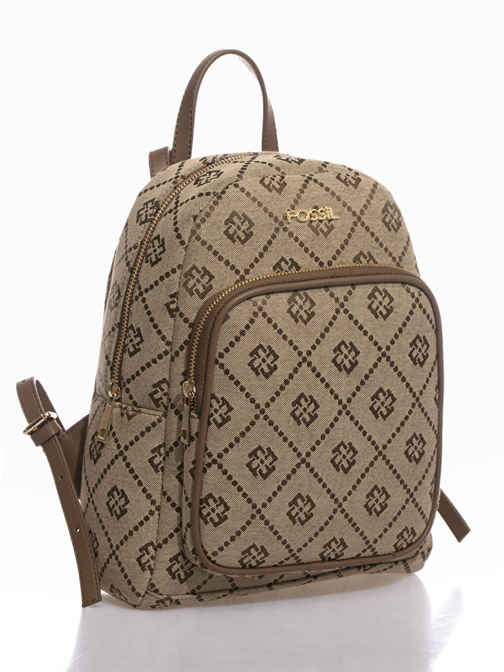 Kahverengi Fossil Desenli Kadın Sırt Çantası-4