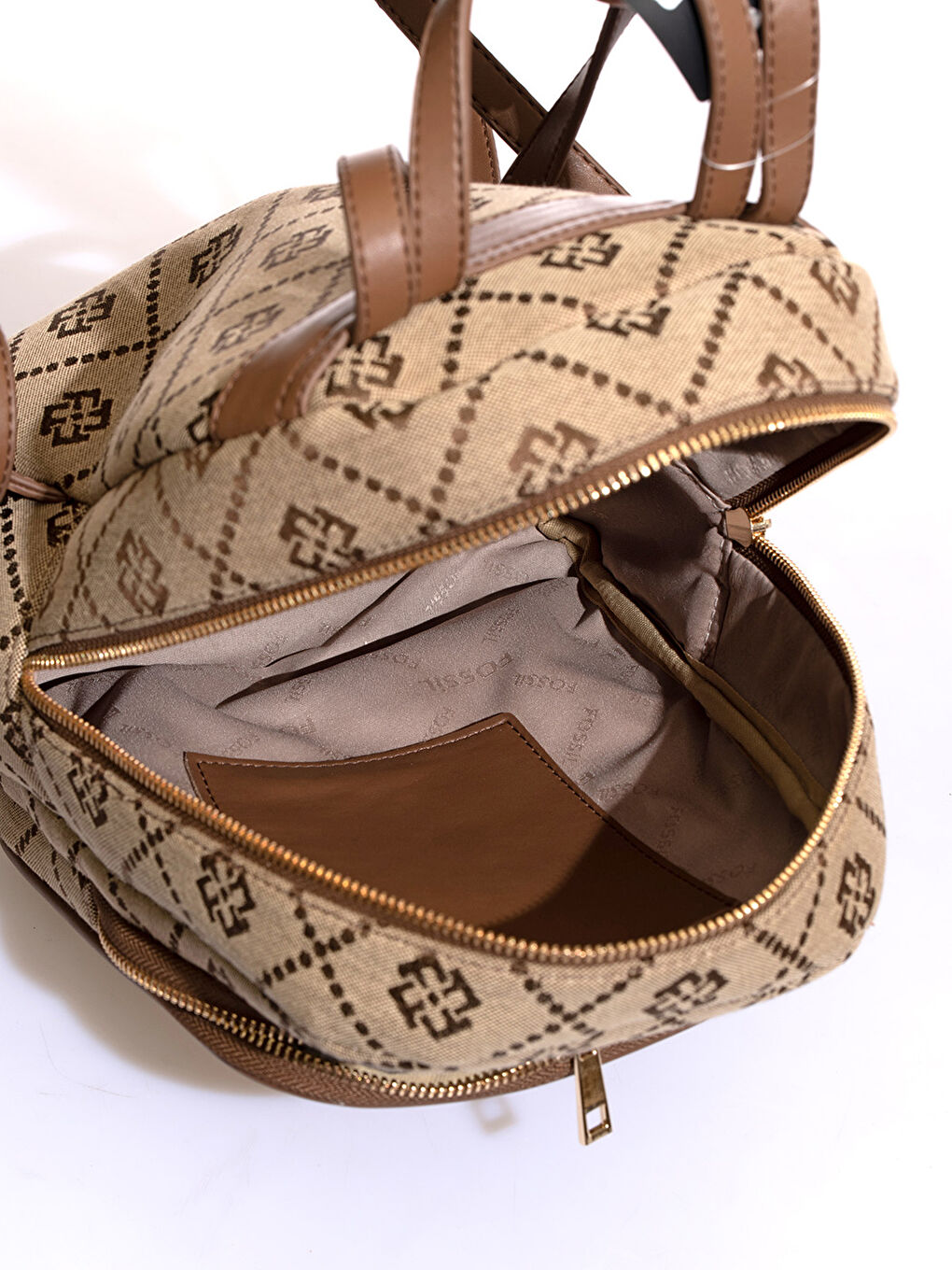 Kahverengi Fossil Desenli Kadın Sırt Çantası-6