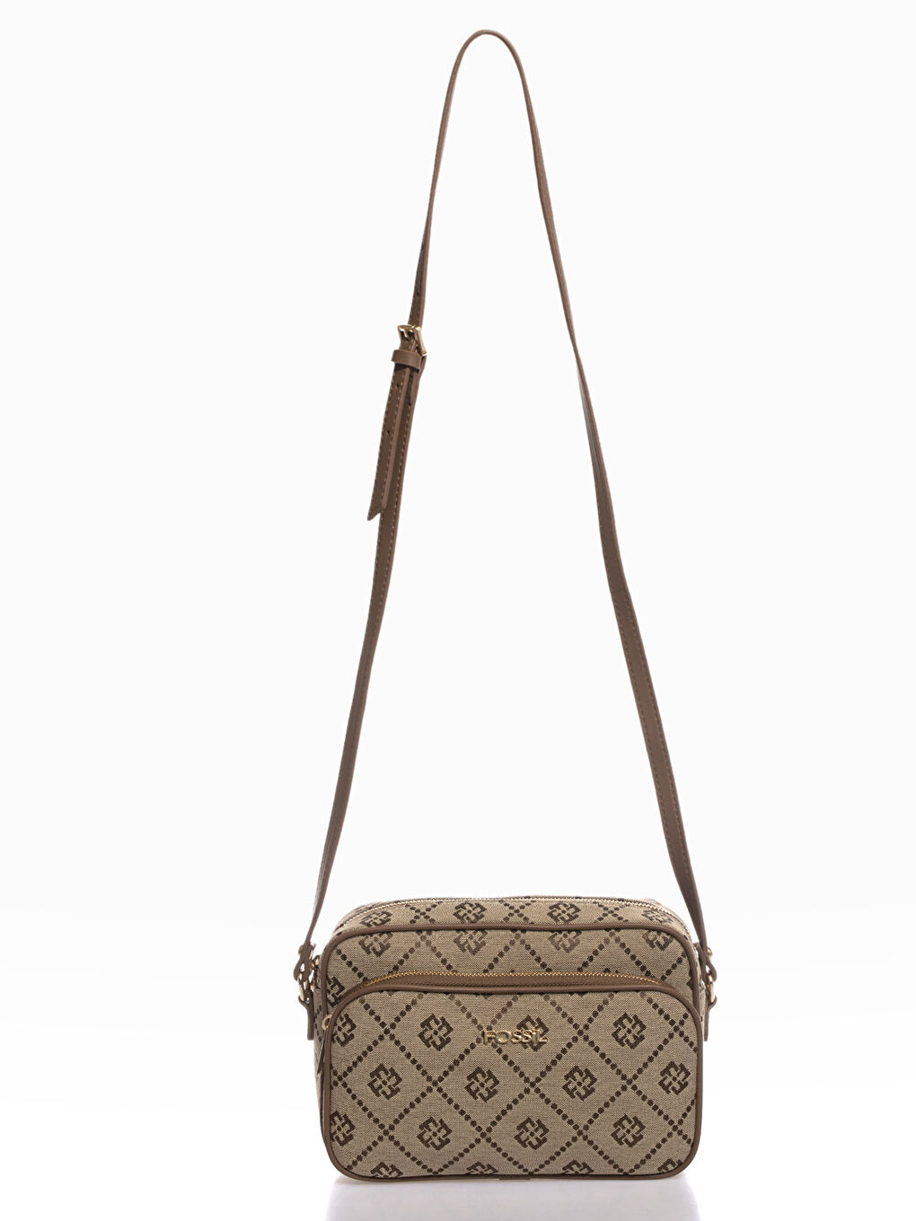 Kahverengi Fossil Desenli Kadın Çapraz Çanta-3