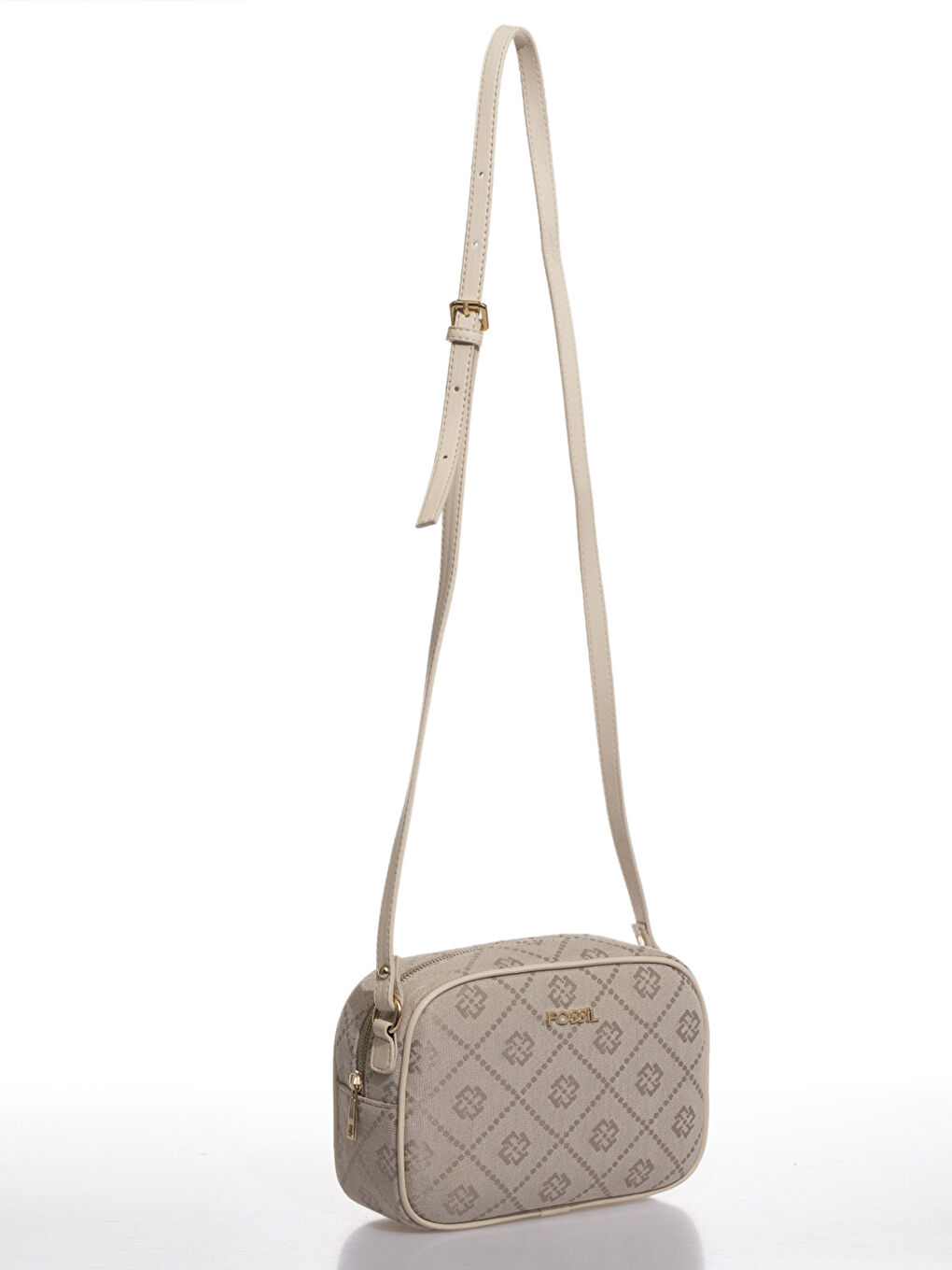 Bej Fossil Desenli Kadın Çapraz Çanta-1