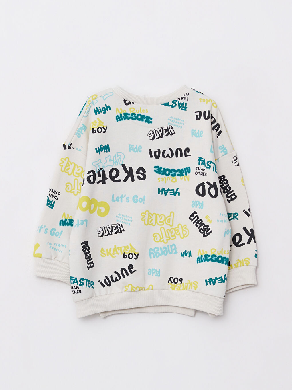 Gri Bisiklet Yaka Uzun Kollu Baskılı Erkek Bebek Sweatshirt-1