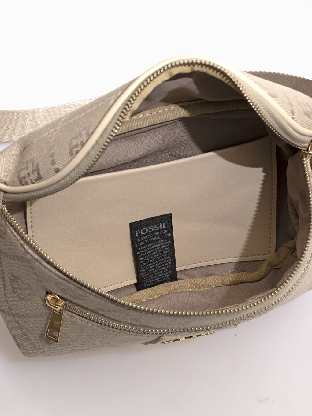 Bej Fossil Desenli Kadın Bel Çantası-6