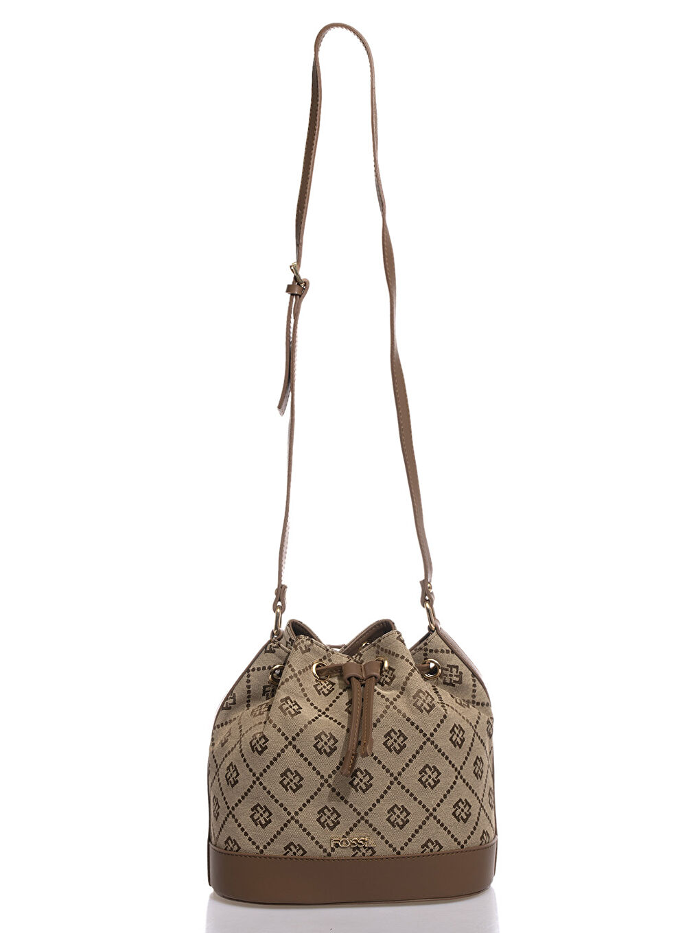 Kahverengi Fossil Desenli Kadın Büzgülü Çanta-3