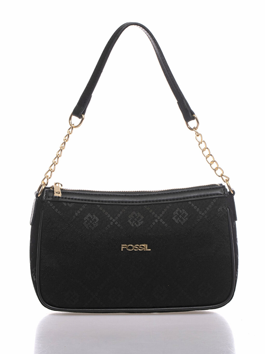 Siyah Fossil Desenli Kadın Omuz Çantası-3