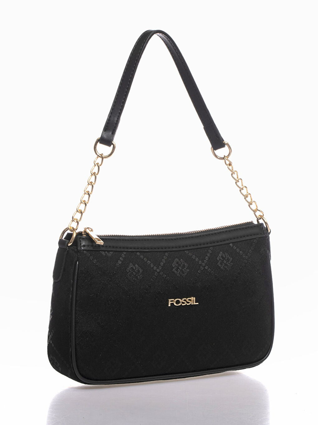 Siyah Fossil Desenli Kadın Omuz Çantası-4