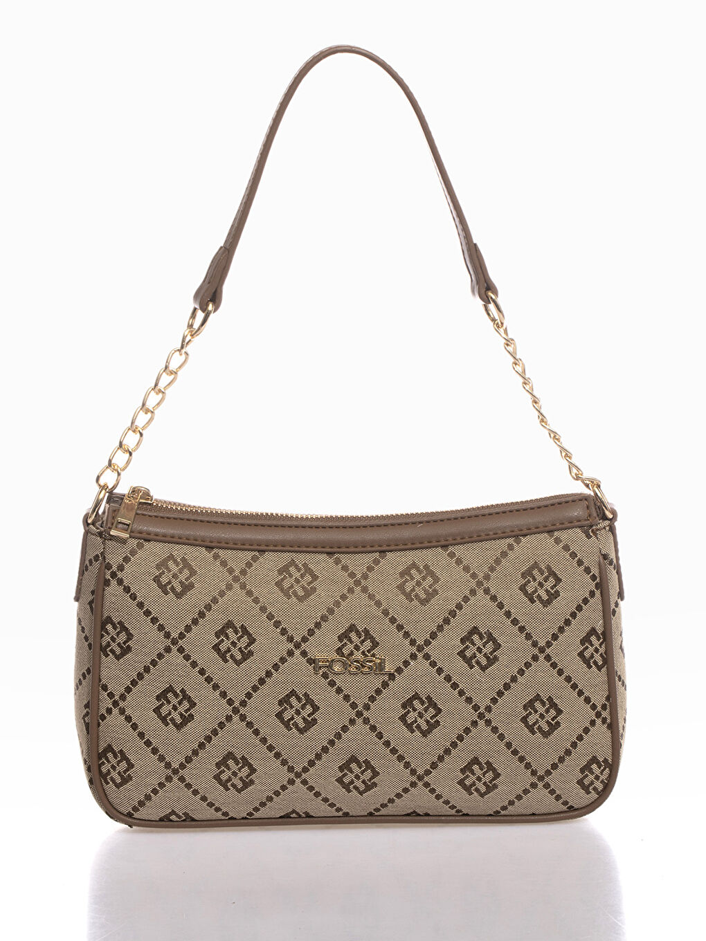 Kahverengi Fossil Desenli Kadın Omuz Çantası-3