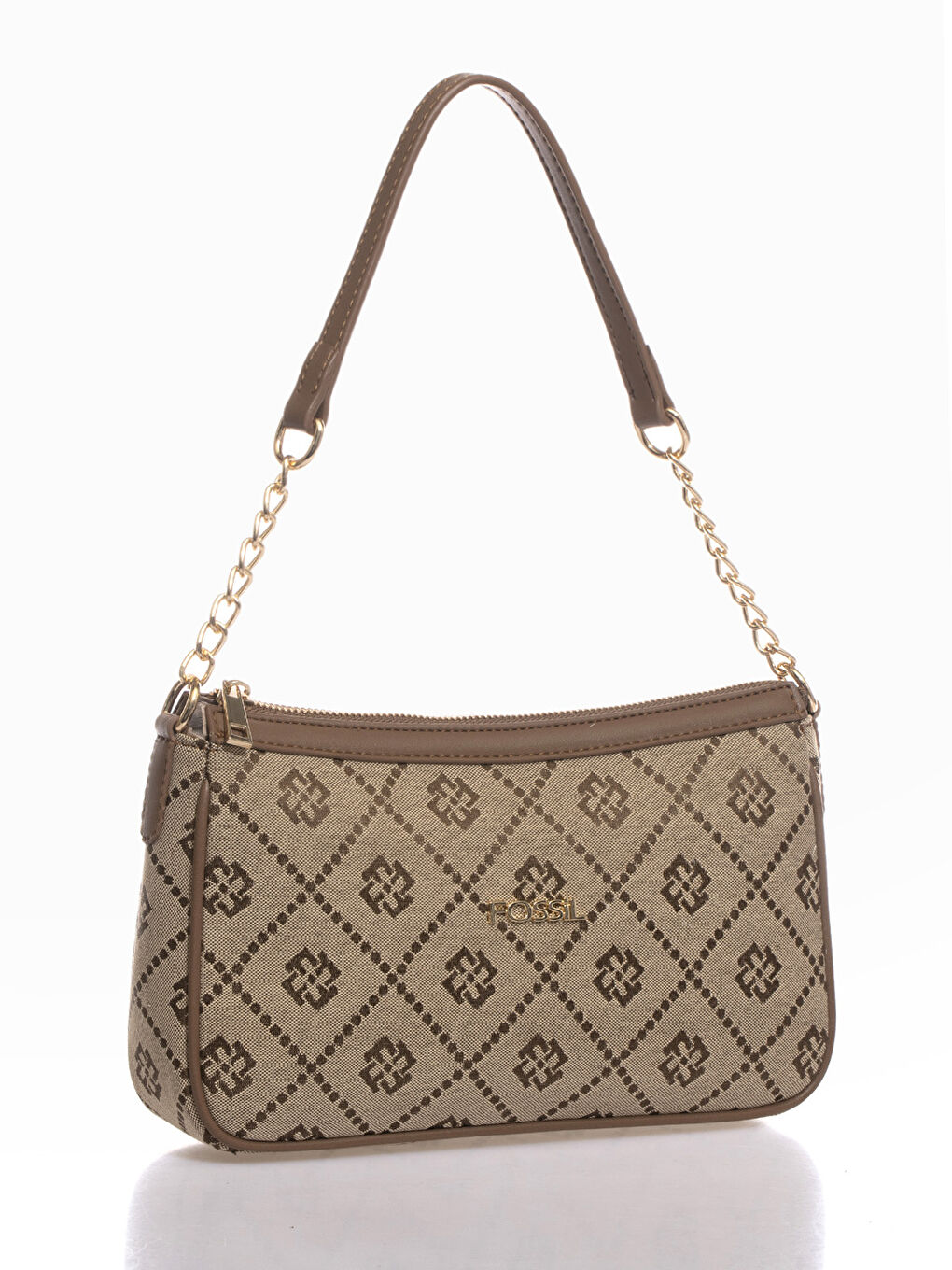 Kahverengi Fossil Desenli Kadın Omuz Çantası-4