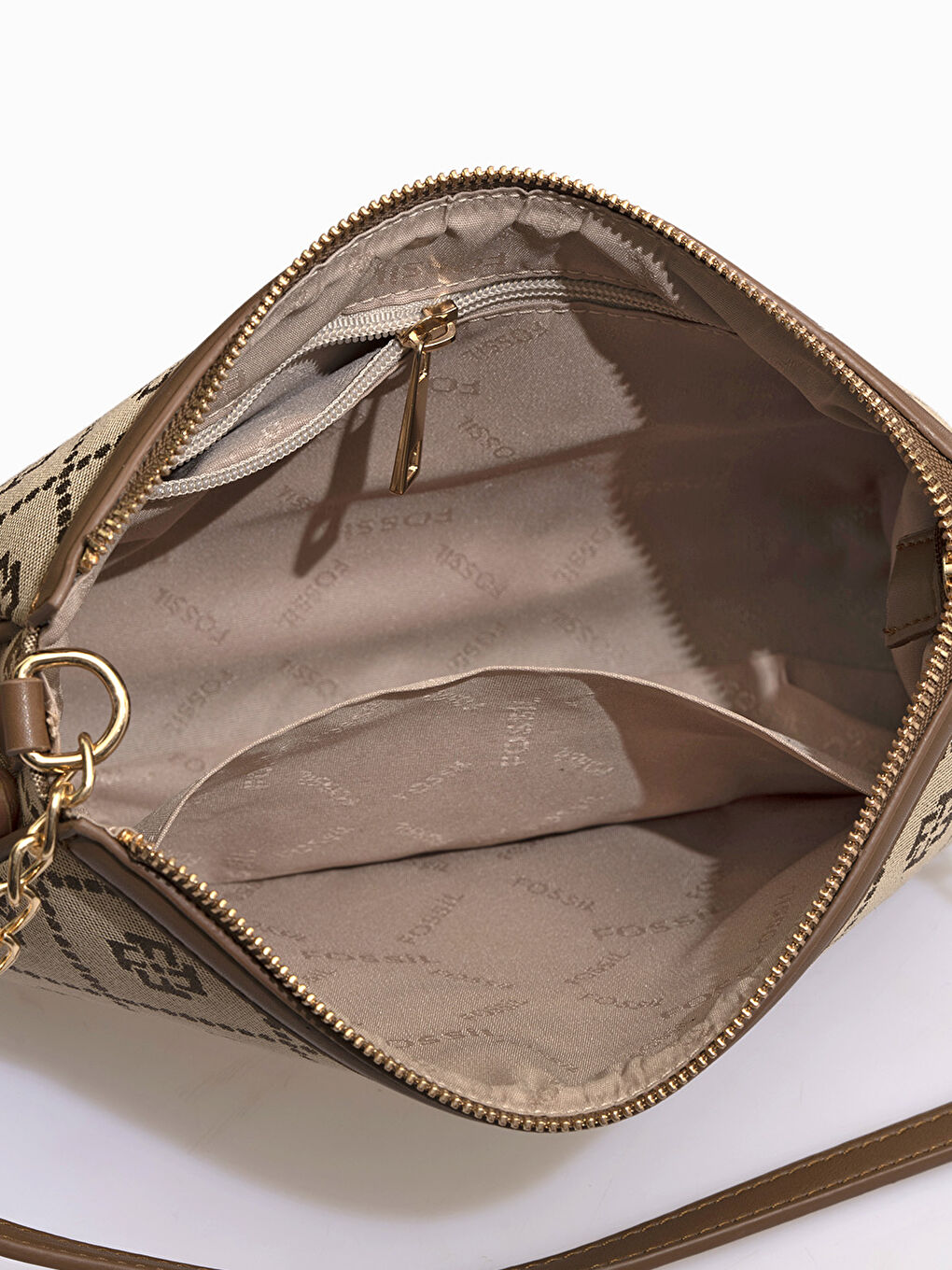 Kahverengi Fossil Desenli Kadın Omuz Çantası-6