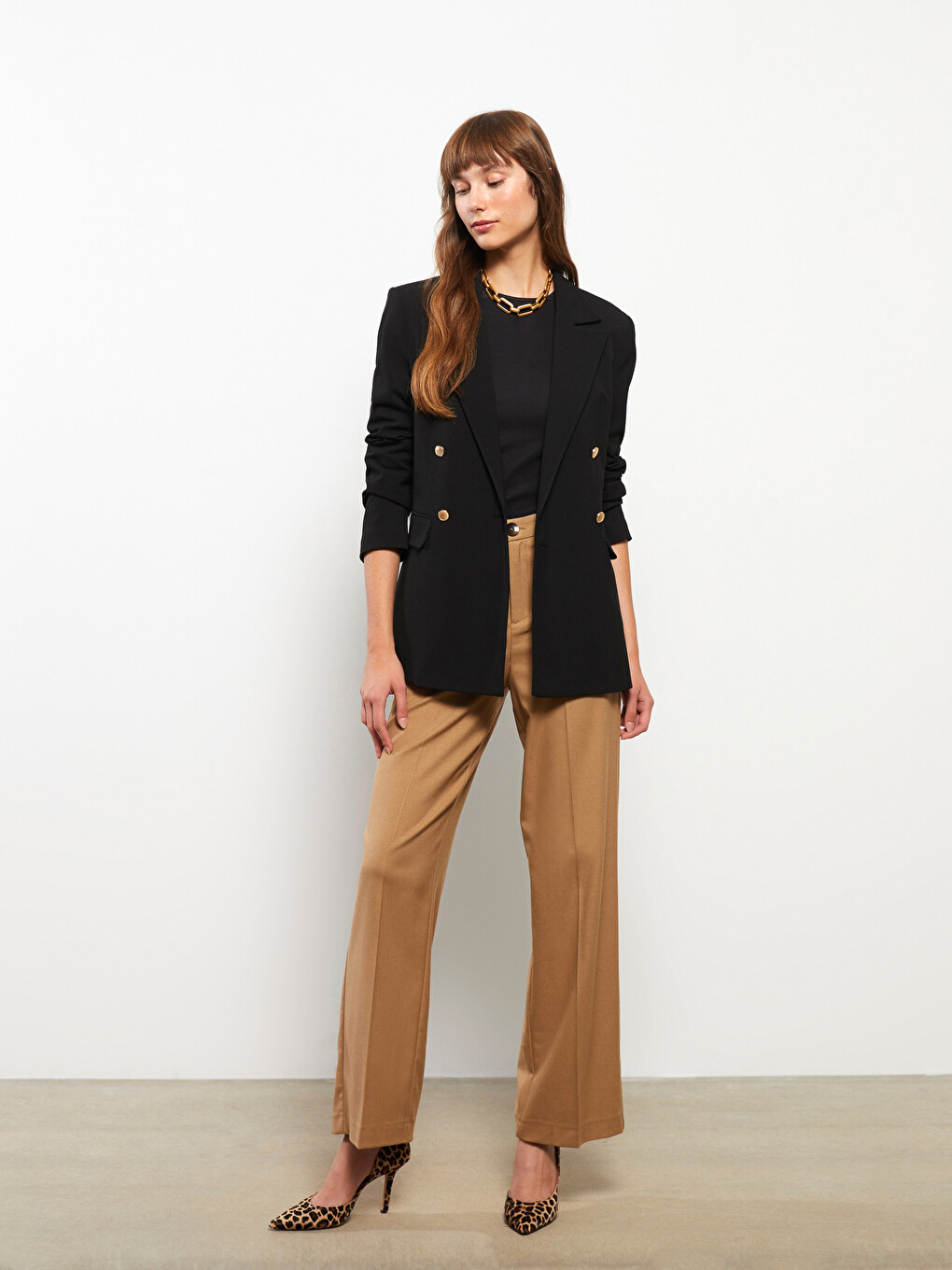 Plain Long Sleeve Women's Blazer Jacket-4