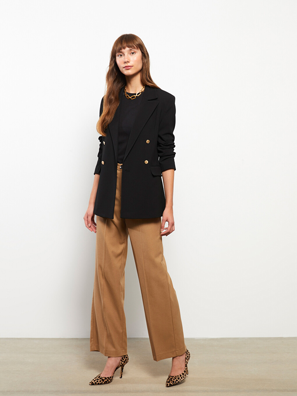 Plain Long Sleeve Women's Blazer Jacket-5