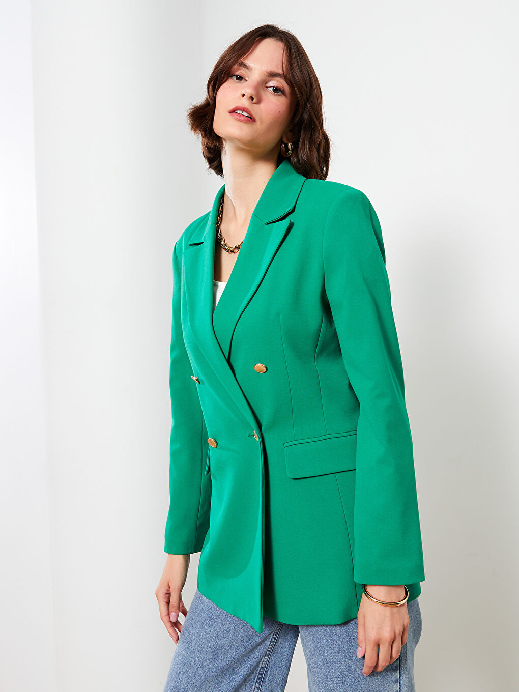 Plain Long Sleeve Women's Blazer Jacket-5