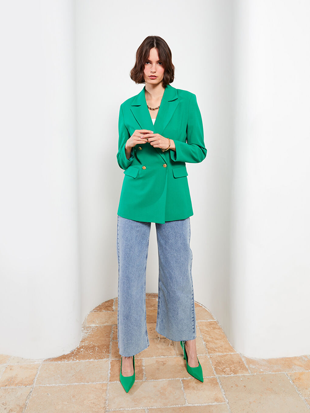 Plain Long Sleeve Women's Blazer Jacket-6