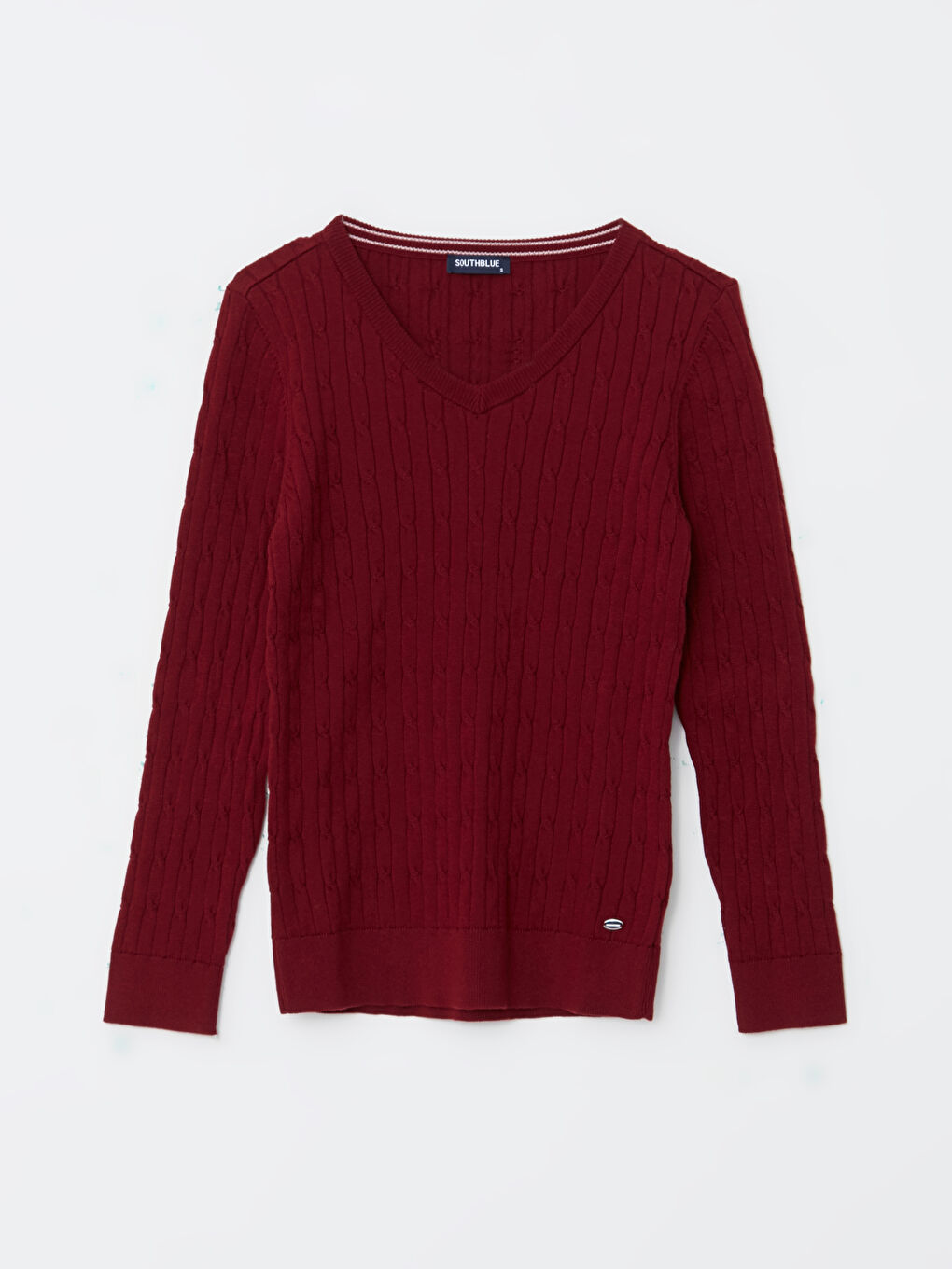 سترة تريكو بياقة على شكل حرف V وكم طويل منقوش للسيدات-5