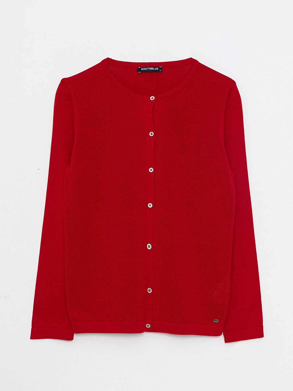 әйелдерге арналған дөңгелек жағалы өрнексіз ұзын жең трикотаж кардиган-5