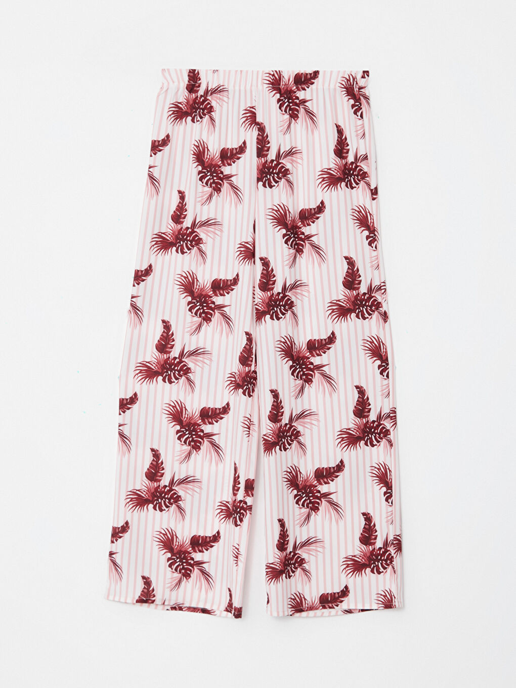 Bordo V Yaka Desenli Askılı Kadın Pijama Takımı-6