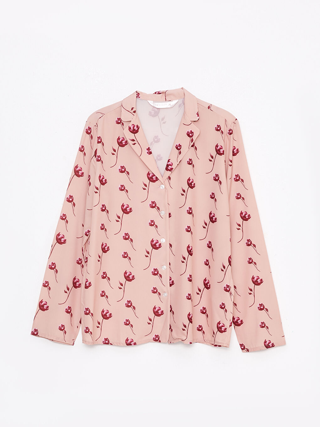 Pembe Gömlek Yaka Desenli Kadın Pijama Takımı-6
