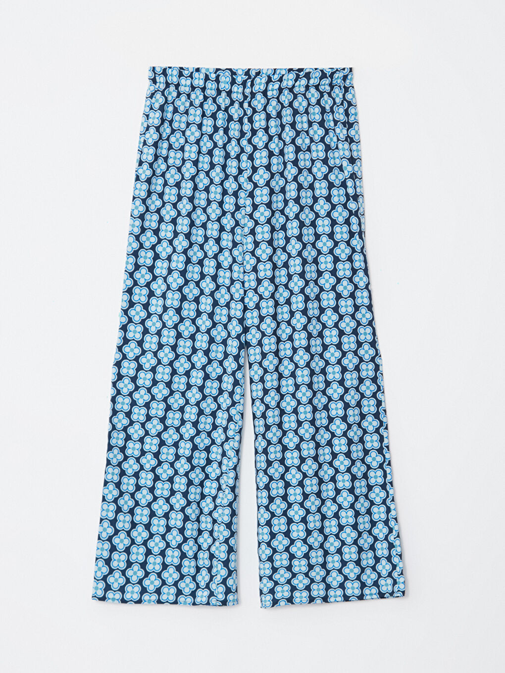 Mavi Gömlek Yaka Desenli Kadın Pijama Takımı-7