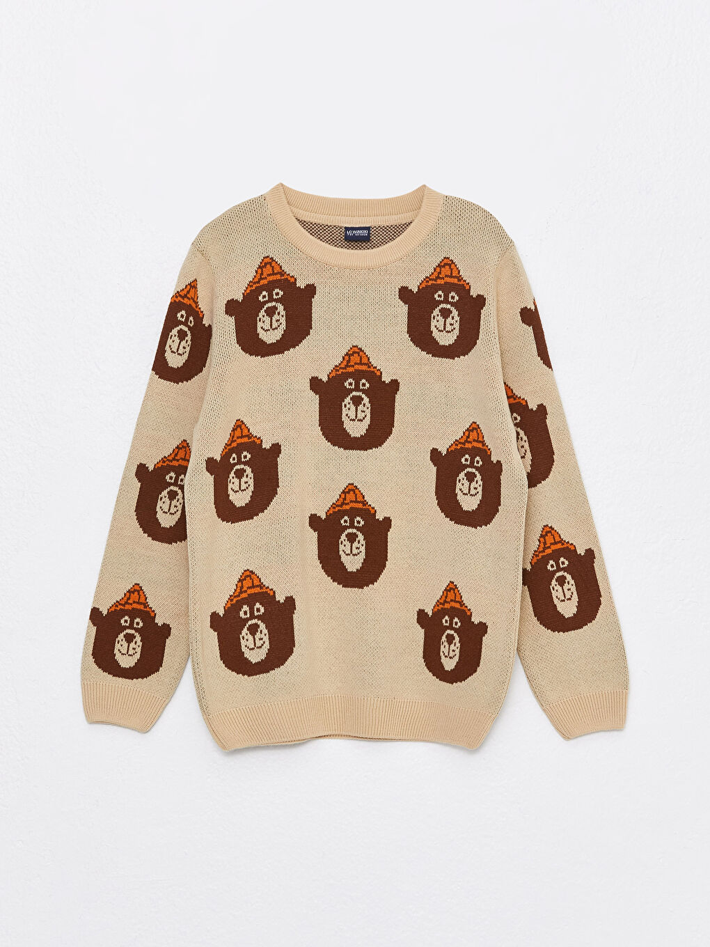 Crew Neck Patterned Long Sleeve Boy Tricot Sweater -W2CB74Z4-FQB
