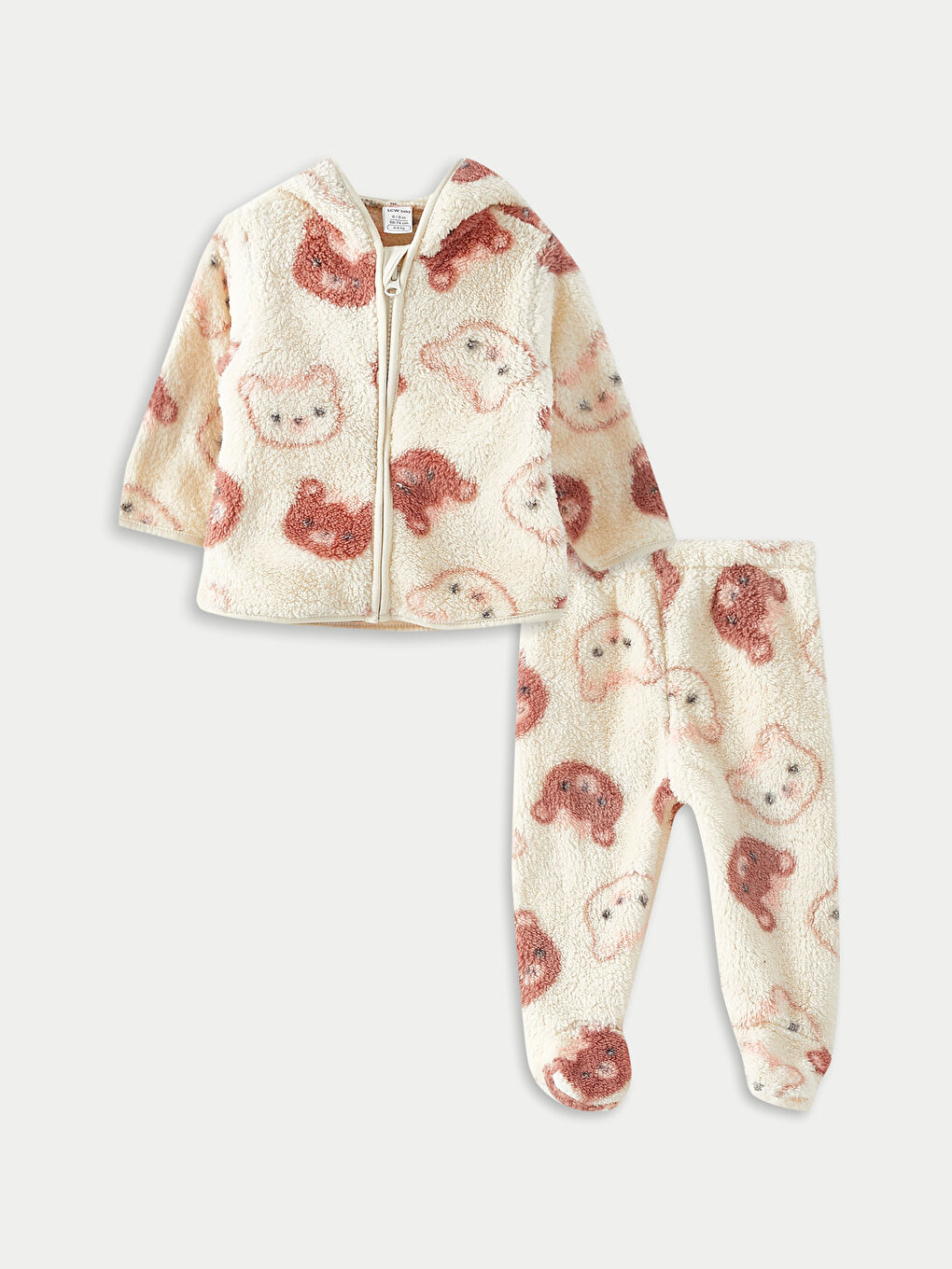 Hooded Long Sleeve Patterned Baby Girl Joggers Set