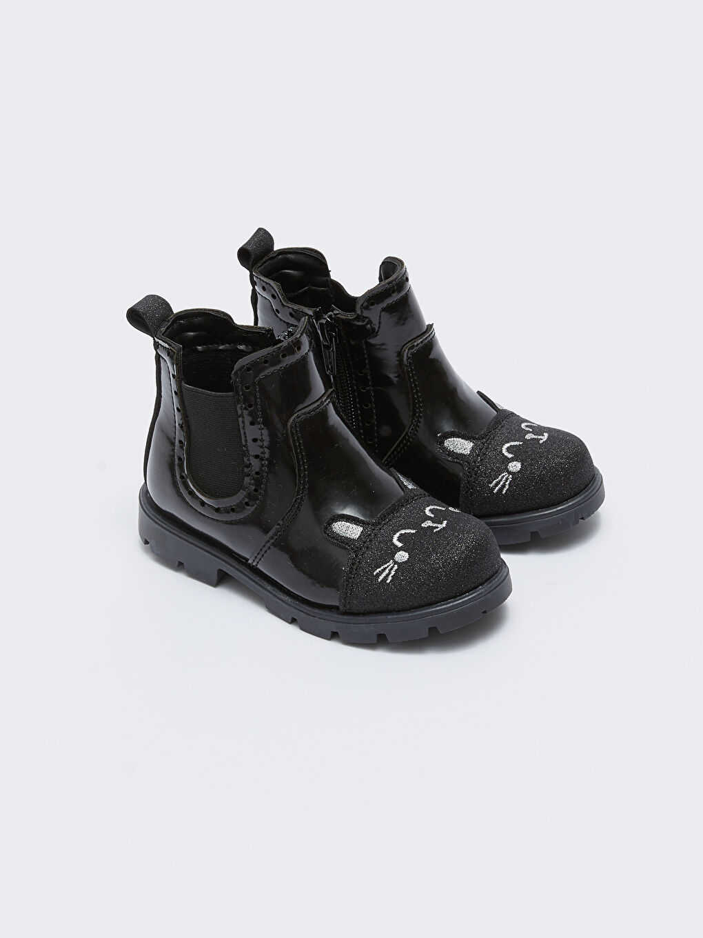 Вышитые ботинки на молнии для малышек девочек-4