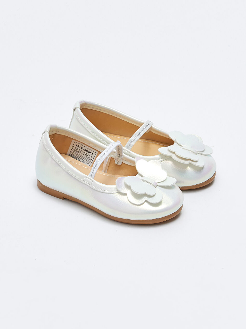 LCW STEPS Shiny Leather Look Bow Detailed Elastic Baby Girl Flats -W2CB95Z1-J5E