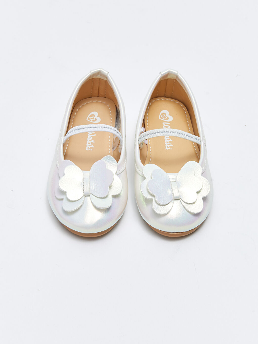 LCW STEPS Shiny Leather Look Bow Detailed Elastic Baby Girl Flats -W2CB95Z1-J5E
