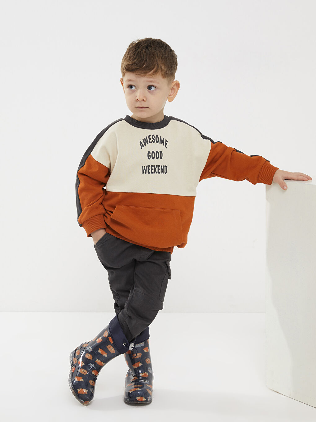 Crew Neck Long Sleeve Printed Baby Boys' Sweatshirt and Sweatpants 2 Pack Set-2