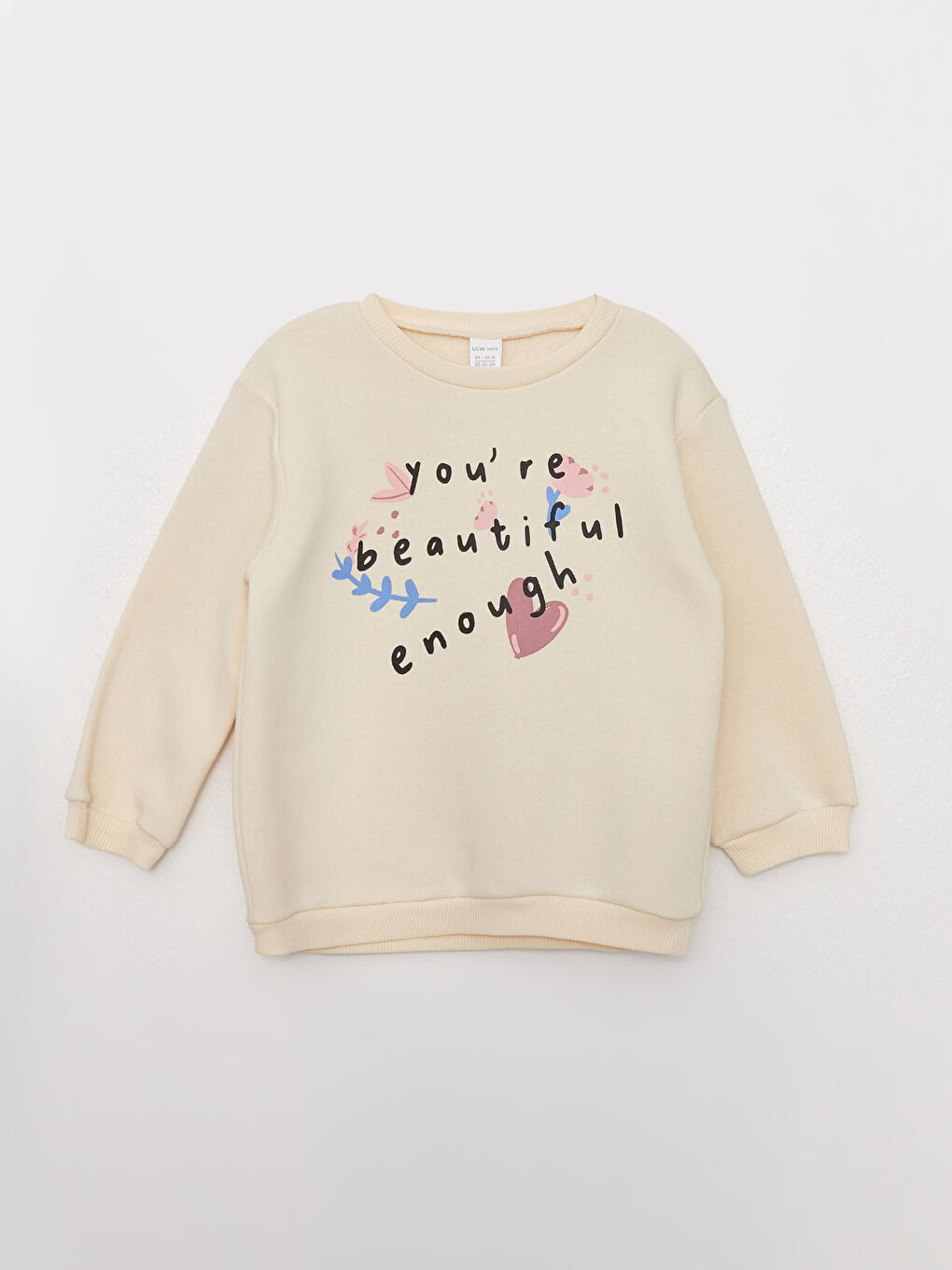 Crew Neck Long Sleeve Printed Baby Girl Sweatshirt and Trousers 2-Pack Set-1