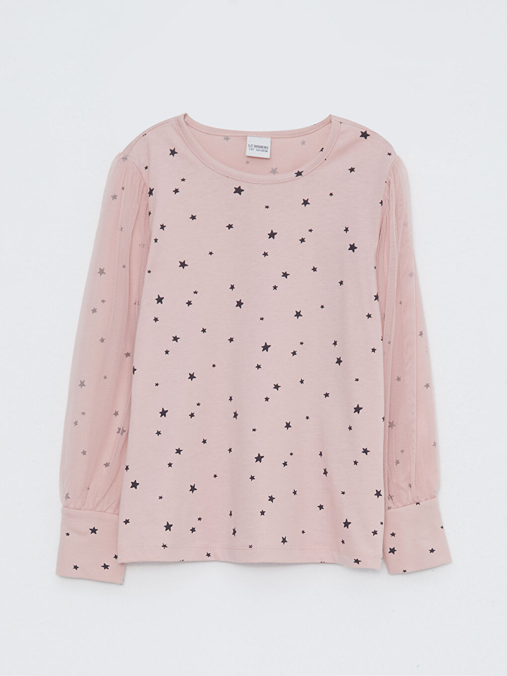 Pembe Bisiklet Yaka Baskılı Uzun Kollu Kız Çocuk Tişört