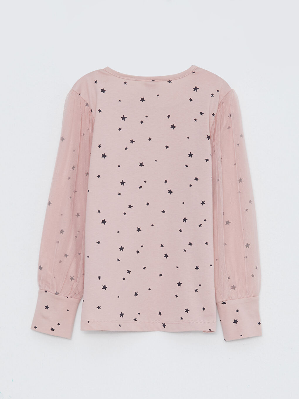 Pembe Bisiklet Yaka Baskılı Uzun Kollu Kız Çocuk Tişört-1