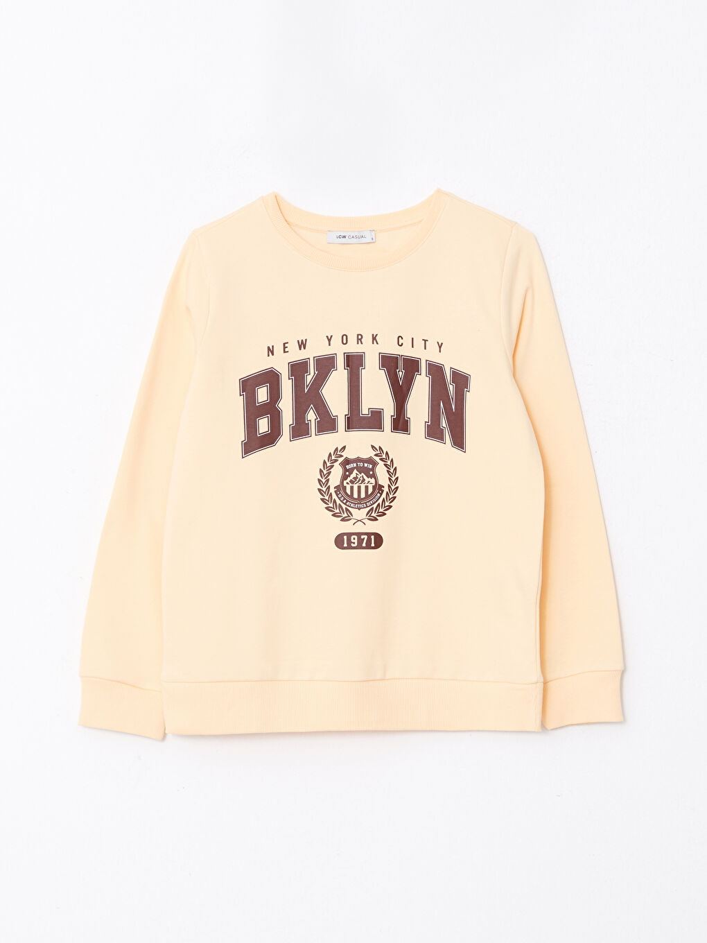 LCW Vision Uçuk Turuncu Bisiklet Yaka Baskılı Uzun Kollu Kadın Sweatshirt - 5