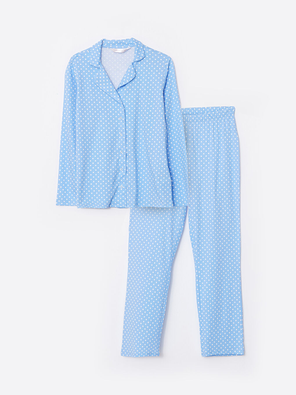 Ensemble de Pyjama pour Femmes à Pois en Coton à Manches Longues et Col de Chemise-6