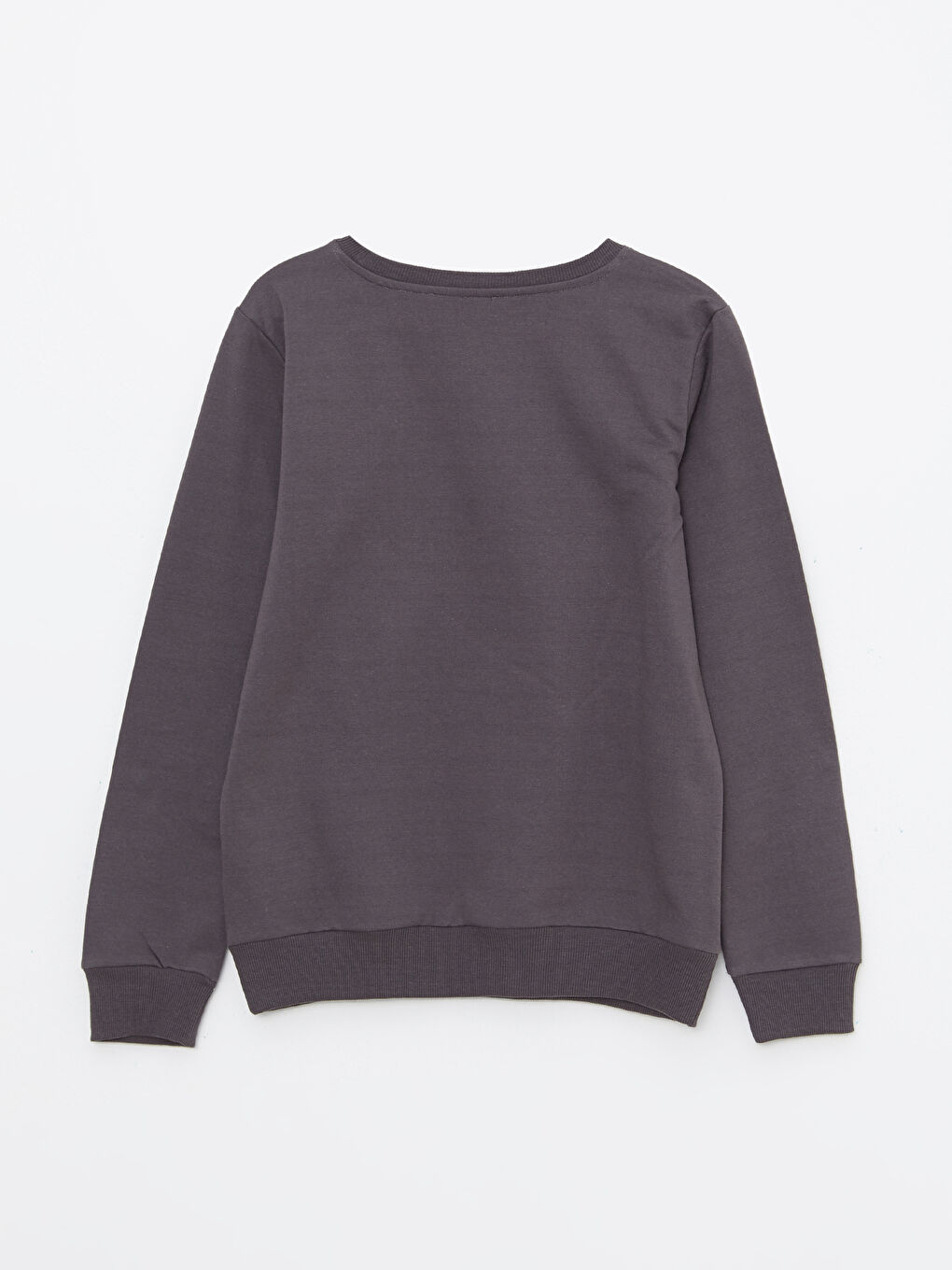 Gri Bisiklet Yaka Baskılı Uzun Kollu Kadın Sweatshirt-6