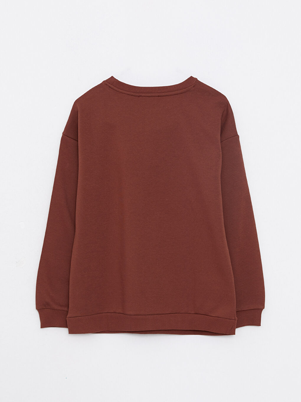 Kahverengi Bisiklet Yaka Baskılı Kadın Kalın Sweatshirt-6