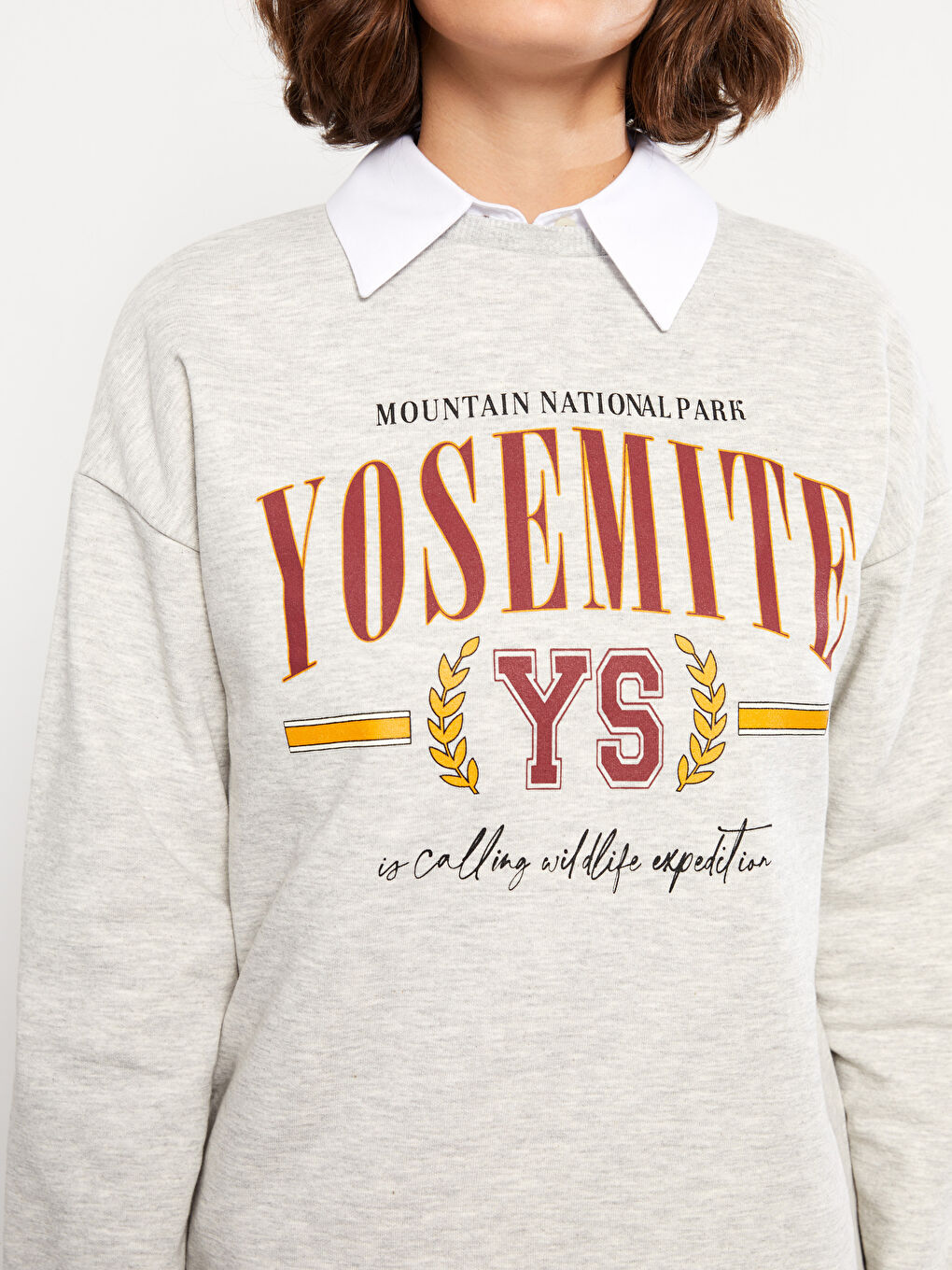 Crew Neck Printed Women's Thick Sweatshirt-3