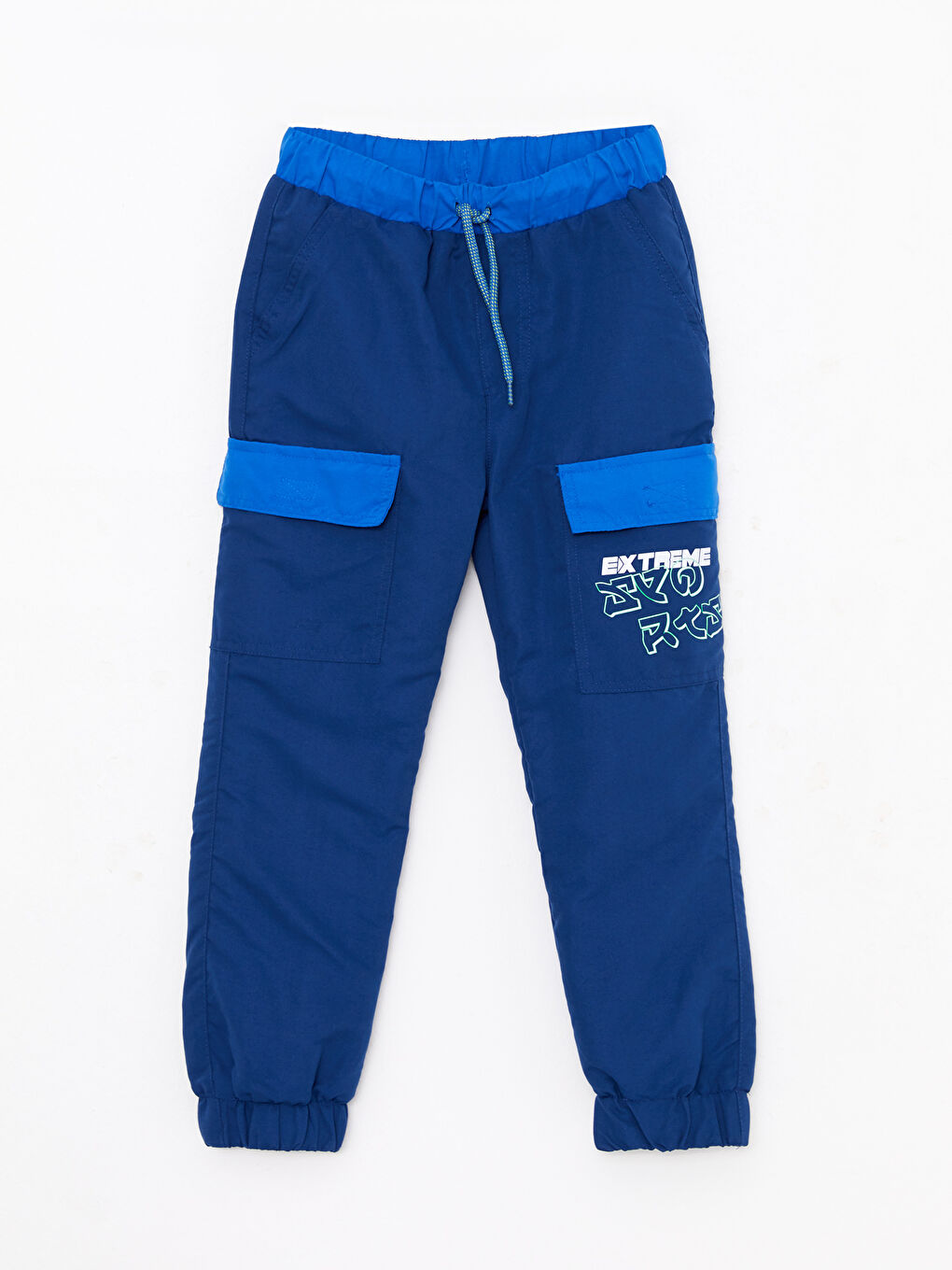 Lacivert Beli Lastikli Baskılı Polar Astarlı Erkek Çocuk Pantolon