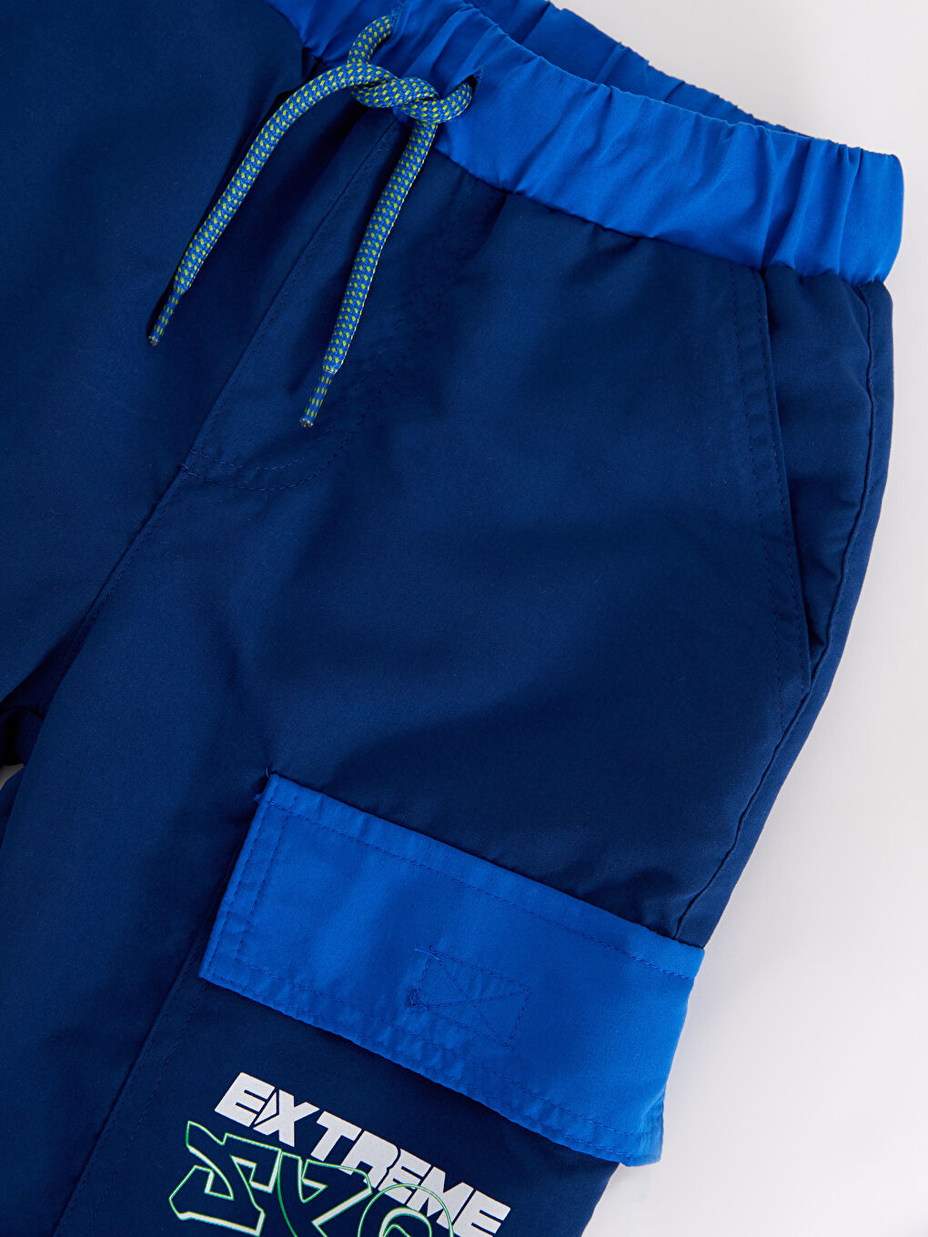 Lacivert Beli Lastikli Baskılı Polar Astarlı Erkek Çocuk Pantolon-2