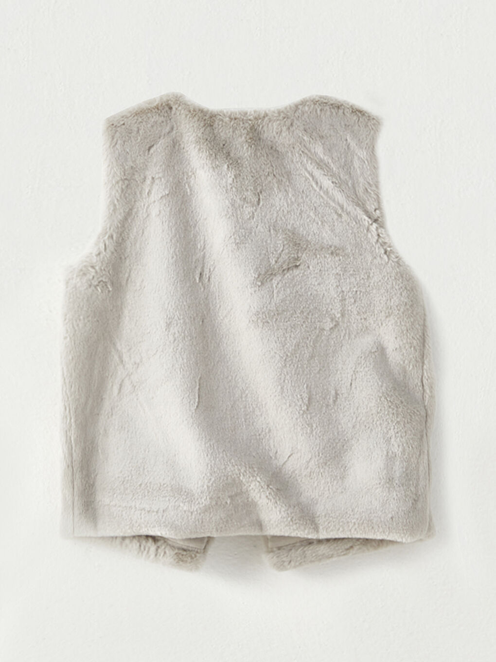 Gri Bisiklet Yaka Pelüş Kız Bebek Yelek-1